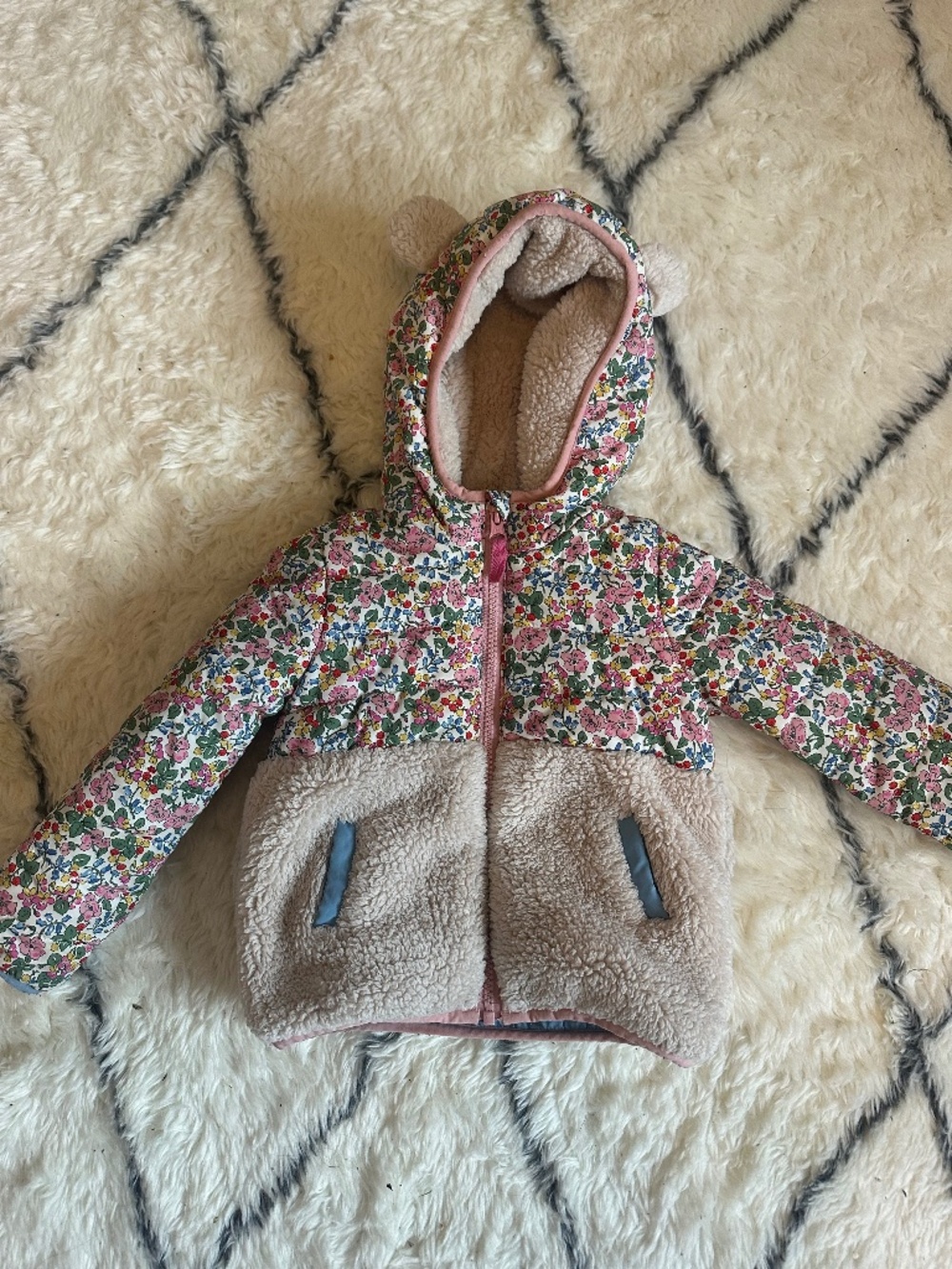 Mini Boden Floral Borg Jacket